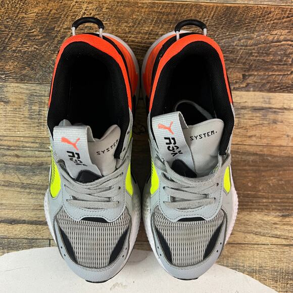 PUMA RS-X Reinvention Gray Neon Yellow Red Sneakers Size 6.5C (370644-01) - Picture 7 of 9
